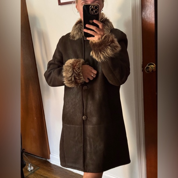 Siennastudio brown shearling jacket - Picture 6 of 13
